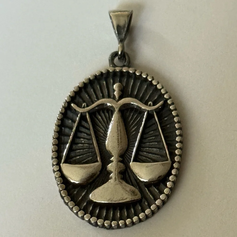 ⚖️ 925 Silver scale pendant for libra september october month horoscope sign
